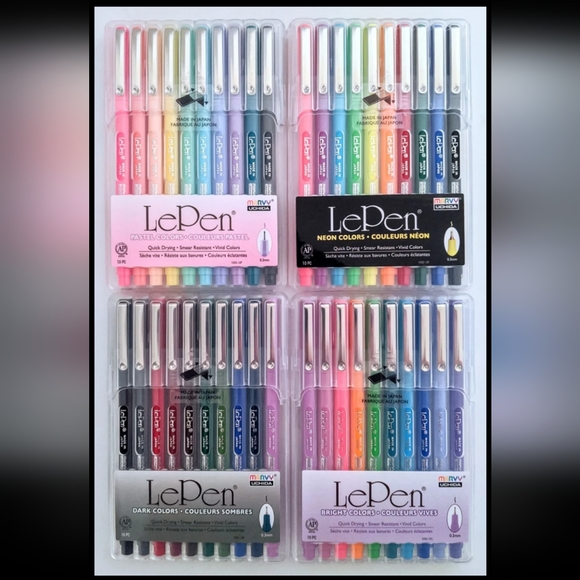 Marvy Uchida Le Pen Set Of 4 Pastel Bright Dark Neon - Picture 6 of 8